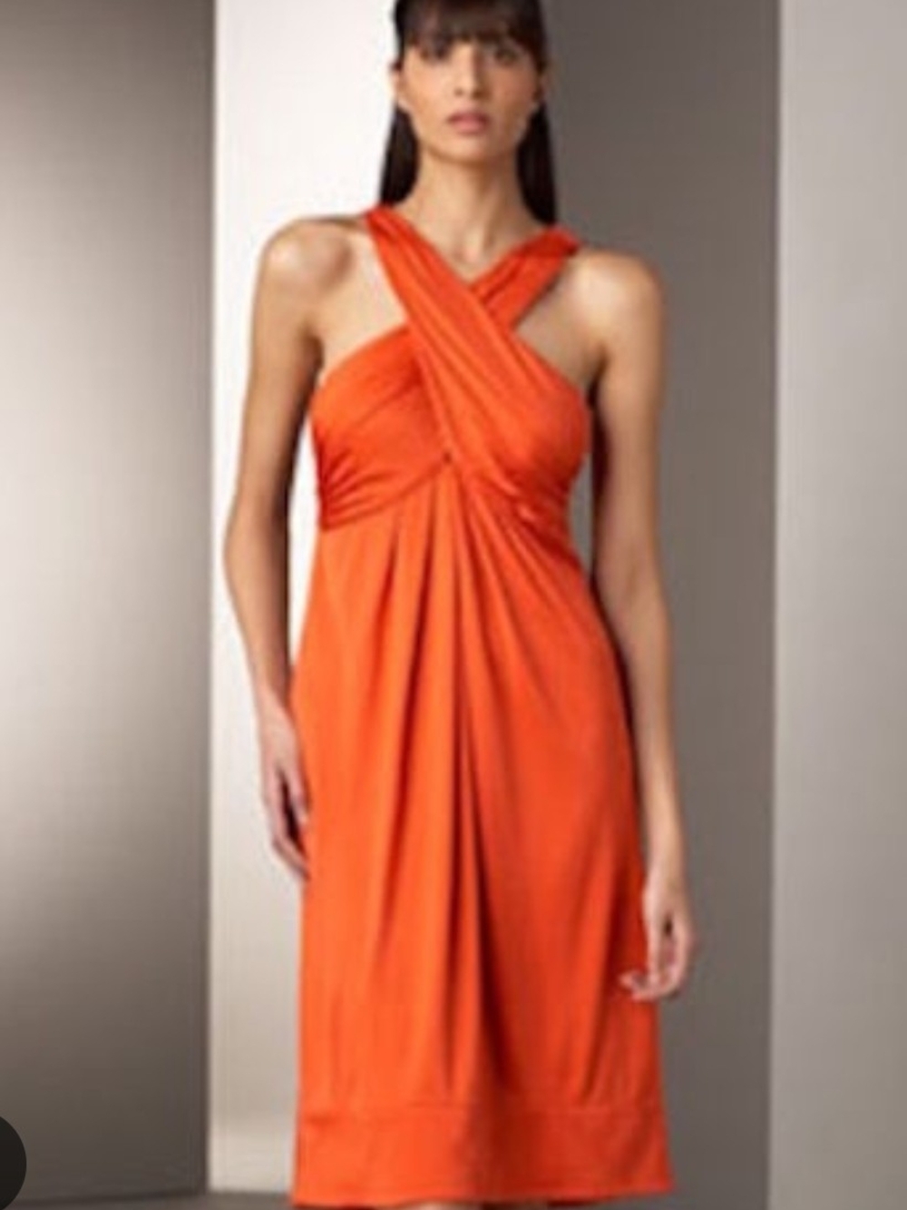 Vintage DVF TONGA Orange Silk Cross-Front Sleeveless Dress US4 Wedding